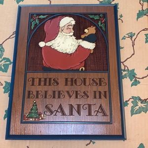 Santa Christmas wooden sign